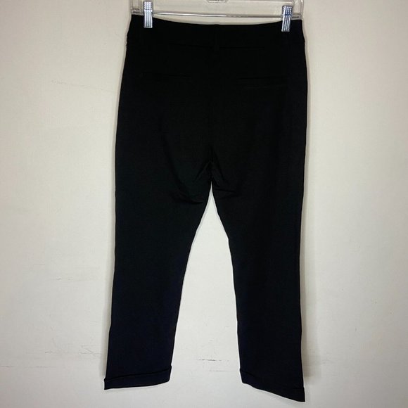 Betabrand Women M Long Crop Lite Dress Pant Yoga Pants Pockets Zip Button Black - Picture 3 of 9
